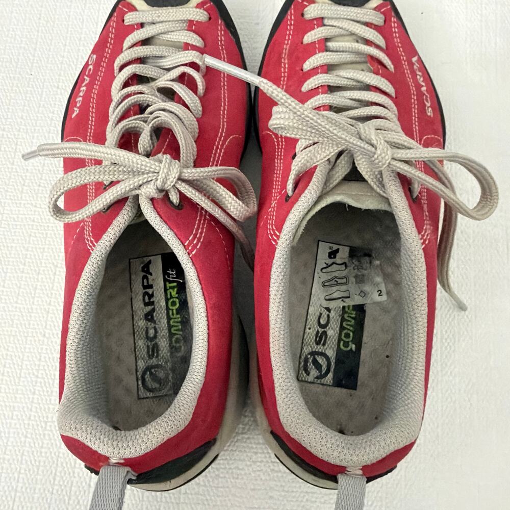 Scarpa Mojito Shoes Womens 7.5 Approach Hiking Walking Red Suede Low Top - Picture 7 of 11